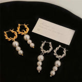Pearls Pendants Metal Earrings European American Style Personality Stud Earrings