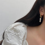 Pearls Pendants Metal Earrings European American Style Personality Stud Earrings