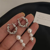 Pearls Pendants Metal Earrings European American Style Personality Stud Earrings