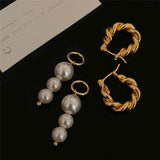 Pearls Pendants Metal Earrings European American Style Personality Stud Earrings