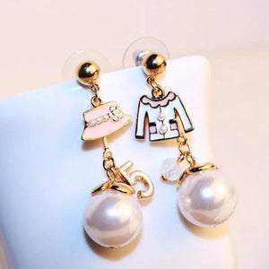 Vintage Pearl Hat Earrings for Girls