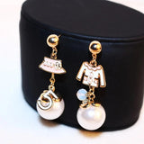 Vintage Pearl Hat Earrings for Girls