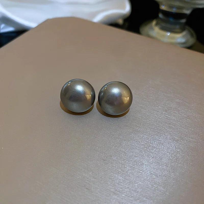 Vintage Silver Needle Pearl Stud Earrings for Women