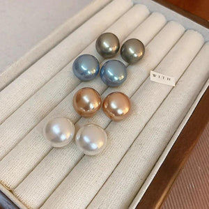 Vintage Silver Needle Pearl Stud Earrings for Women