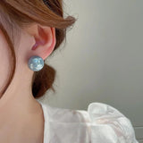 Vintage Silver Needle Pearl Stud Earrings for Women