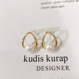 14K Plated Natural Pearl Drop Stud Earrings