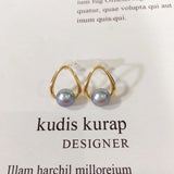 14K Plated Natural Pearl Drop Stud Earrings