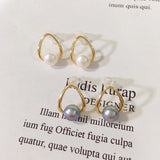 14K Plated Natural Pearl Drop Stud Earrings