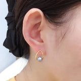 14K Plated Natural Pearl Drop Stud Earrings