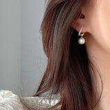 Korea Jewelry Zircon Spiral Pearl Pendant Earrings