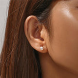 S925 Silver Pearl Red Zircon Stud Earrings Wedding Jewelry