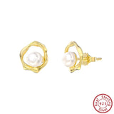 14K Ear Stud Silver Pearl Earrings for Women Fine Jewelry