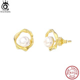 14K Ear Stud Silver Pearl Earrings for Women Fine Jewelry