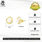 14K Ear Stud Silver Pearl Earrings for Women Fine Jewelry