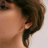 14K Ear Stud Silver Pearl Earrings for Women Fine Jewelry