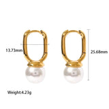 18K Plated Steel Pearl Drop Earrings