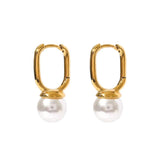 18K Plated Steel Pearl Drop Earrings