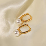 18K Plated Steel Pearl Drop Earrings