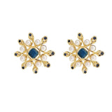 Vintage Simulated Pearl Flower Earring 925 Silver Needle for Women