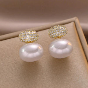 French Classic High Pearl Bean Earrings Women's Gift Banquet Jewelry Earrings