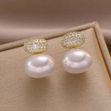 French Classic High Pearl Bean Earrings Women's Gift Banquet Jewelry Earrings