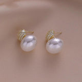 French Classic High Pearl Bean Earrings Women's Gift Banquet Jewelry Earrings