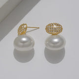 French Classic High Pearl Bean Earrings Women's Gift Banquet Jewelry Earrings