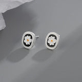 Square Cross Flower Stud Earrings Pearl Bowknot Retro Jewelry Girls