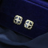Square Cross Flower Stud Earrings Pearl Bowknot Retro Jewelry Girls