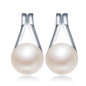 100% Natural Freshwater Pearl Stud Earrings 925 Sterling Silver Jewelry