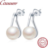 100% Natural Freshwater Pearl Stud Earrings 925 Sterling Silver Jewelry