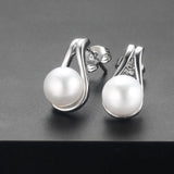 100% Natural Freshwater Pearl Stud Earrings 925 Sterling Silver Jewelry