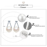 100% Natural Freshwater Pearl Stud Earrings 925 Sterling Silver Jewelry