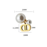 Vintage Double D Pearl Earrings Femininity Titanium Steel Earrings