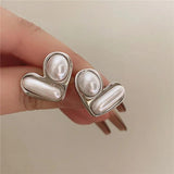 925 Silver Heart Stud Earrings with Simulated Pearl - Party Gift