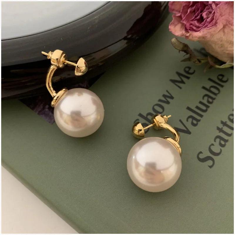 Vintage Pearl Silver Needle Earrings For Women E081