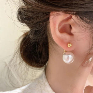 Vintage Pearl Silver Needle Earrings For Women E081