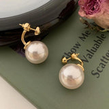 Vintage Pearl Silver Needle Earrings For Women E081