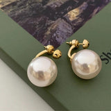 Vintage Pearl Silver Needle Earrings For Women E081
