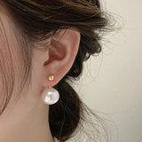 Vintage Pearl Silver Needle Earrings For Women E081