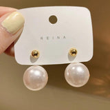 Vintage Pearl Silver Needle Earrings For Women E081