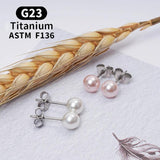 G23 Titanium Pearl Stud Earrings for Women
