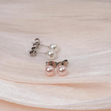 G23 Titanium Pearl Stud Earrings for Women