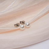 G23 Titanium Pearl Stud Earrings for Women
