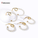 Vintage 14K Plated Pearl C-Shape Hoop Earrings Women's Jewelry