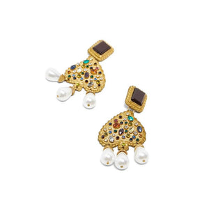 Heart-Shaped Pearl Earrings with Drilled Studs