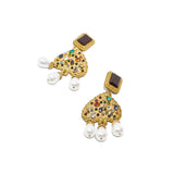 Heart-Shaped Pearl Earrings with Drilled Studs