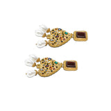 Heart-Shaped Pearl Earrings with Drilled Studs