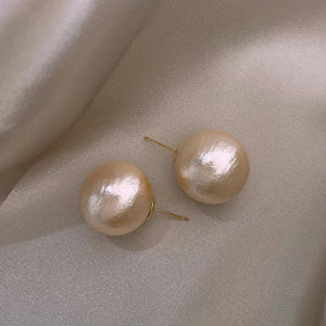 French Cotton Large Pearl Stud Earrings Vintage Hepburn High-Grade Paty Accessor