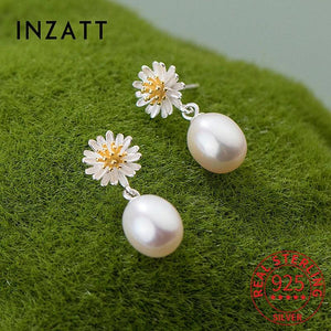 925 Silver Pearl Flower Stud Earrings for Women Fine Jewelry